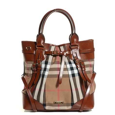 burberry bridle house check tote bag|BURBERRY House Check Bridle Calfskin Tote Tan.